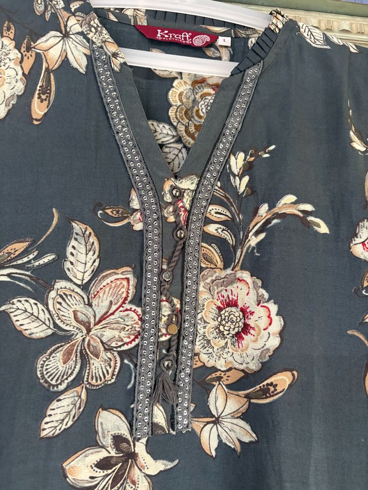 Stylish Floral Print Kurta