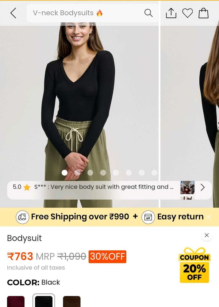 V-Neck Long Sleeve  Savana Bodysuit