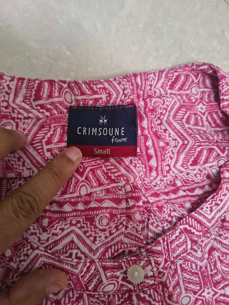 Crimsoune Femme Pink Geometric Print Tunic Top