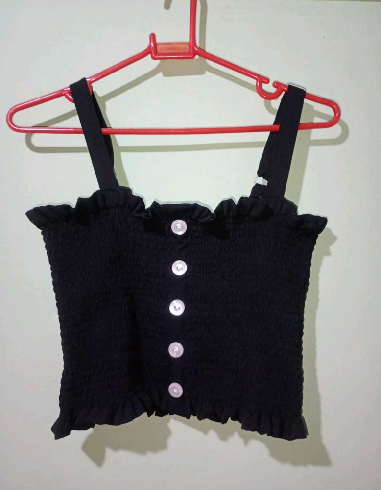 Co-ords Adjustable Straps Black Top With Pants