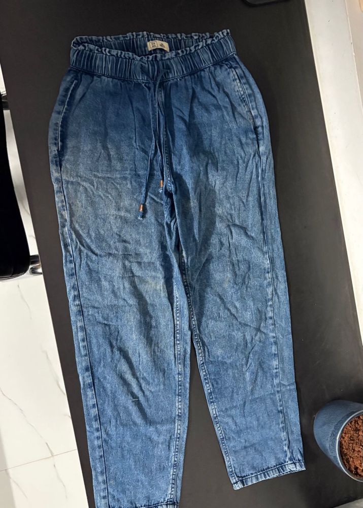 Women's Blue Denim Jogger Pants
