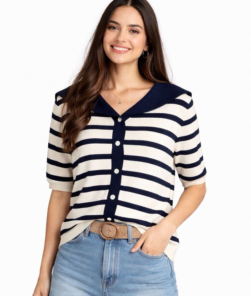 Striped Button-Up Cardigan