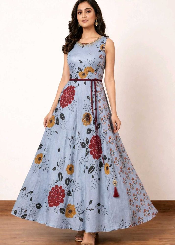 Beautiful handmade Floral Print Anarkali Kurta