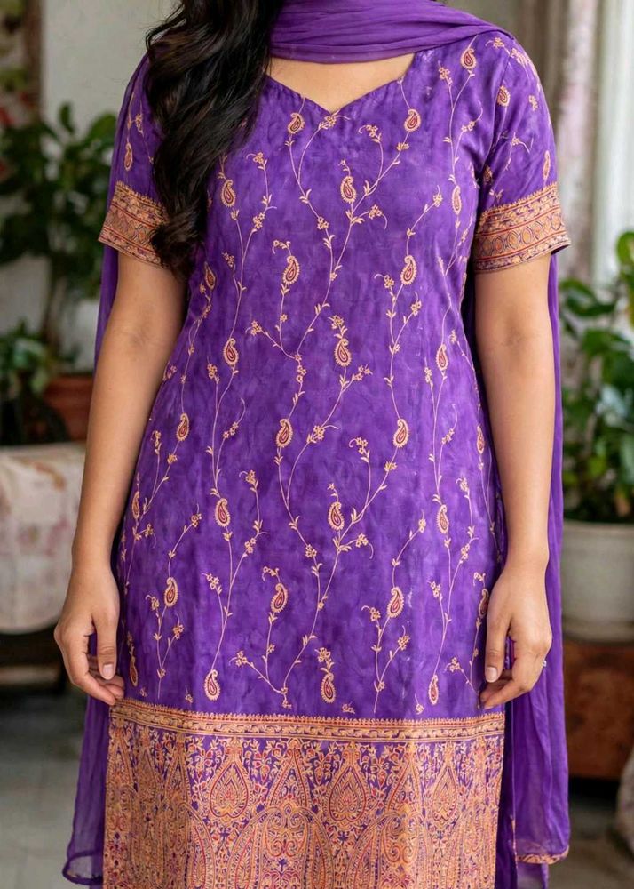 Elegant Purple Embroidered Kurta Set