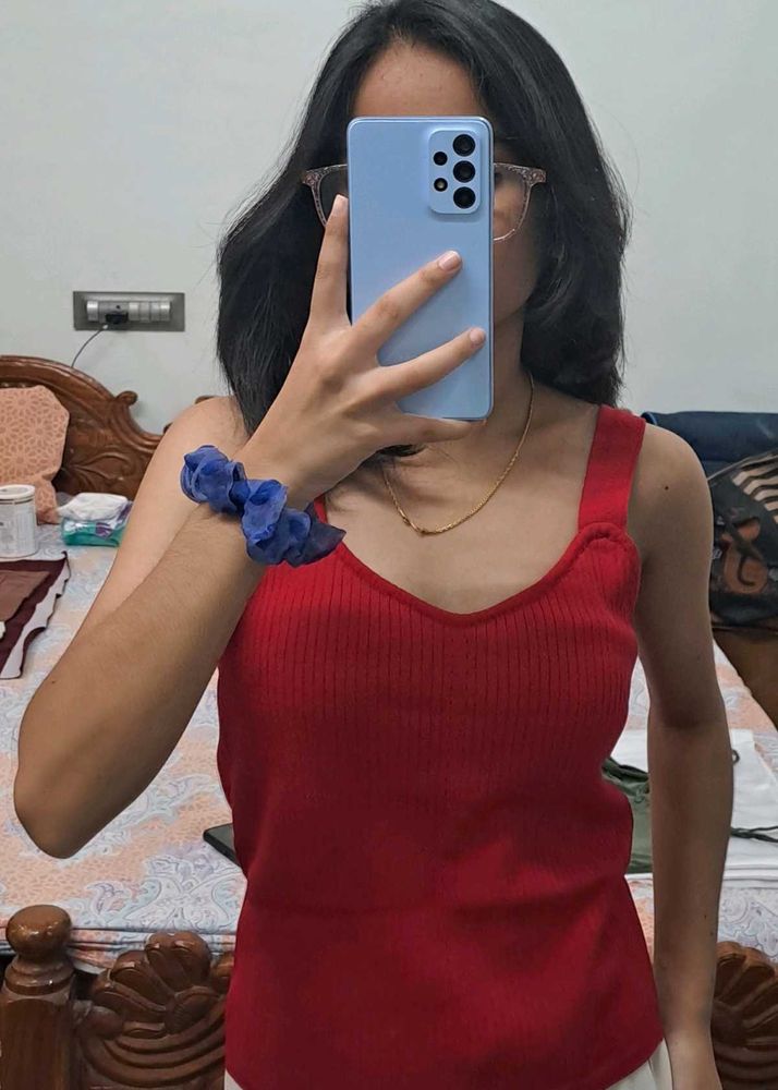 Red Ribbed Tank Top - Casual Staple