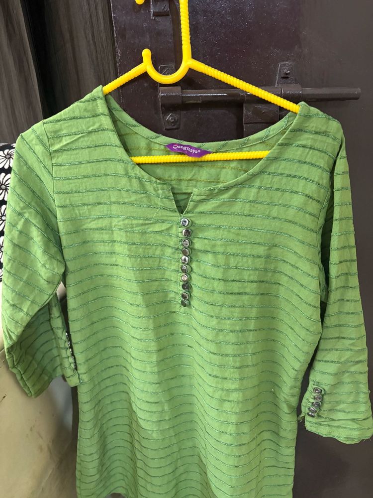 Green Striped Kurta