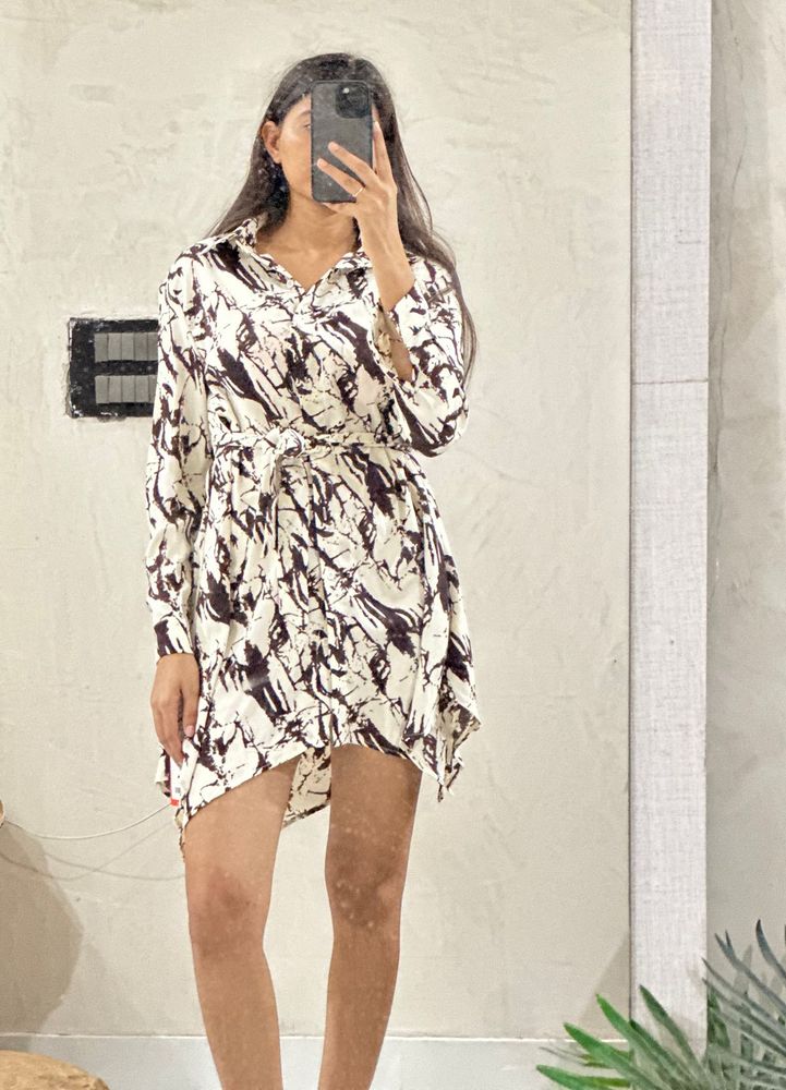 completely new Chic Abstract Print Shirt Dress