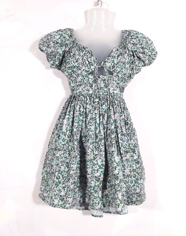 Green Printed Dress (Women's)
