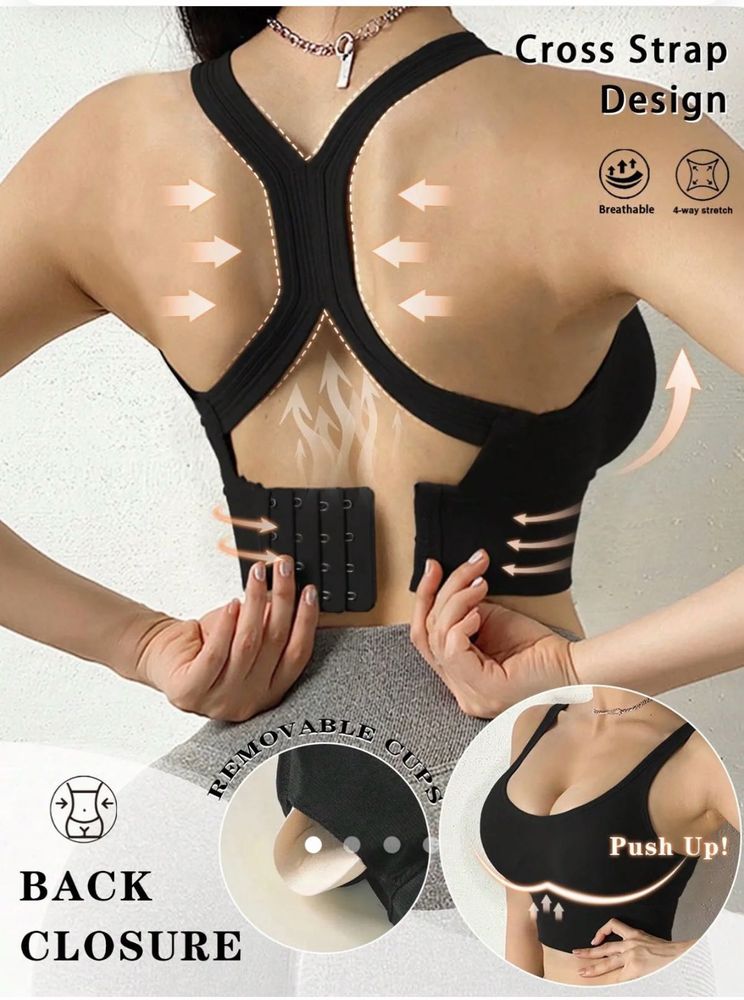 Comfortable Sports Bra with Cross Strap Design