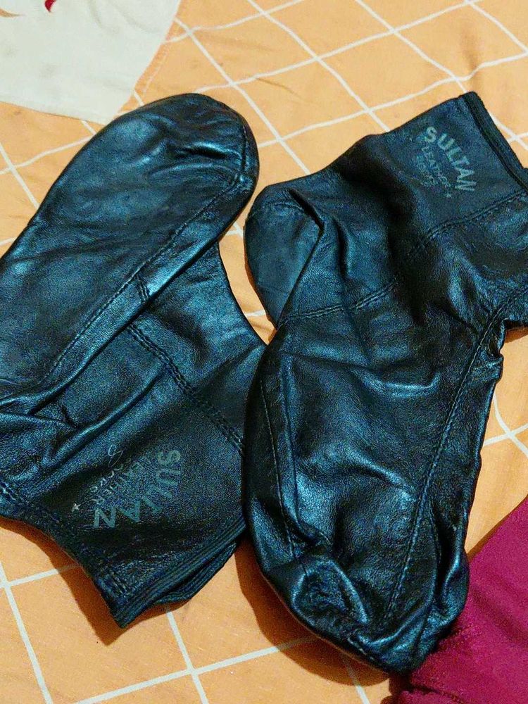 Leather Socks &amp; one woolen sock