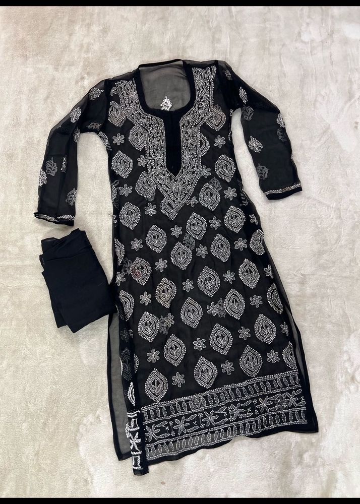 Black Chikankari Kurta Set