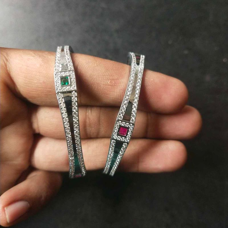 Pure silver Rhodium polish CZ bangles