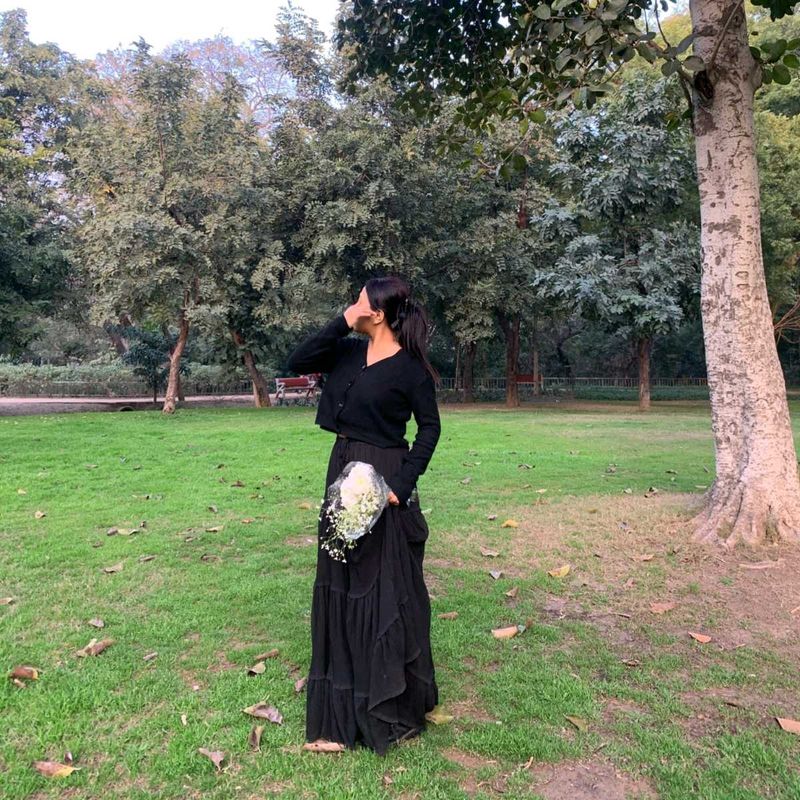 Black Tiered Maxi Skirt with Cardigan Set