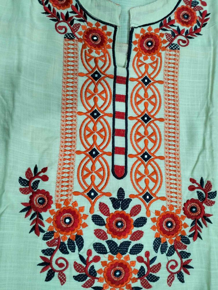Embroidered Kurta with Mirror Work