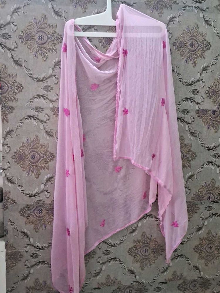 Pink Embroidered Dupatta