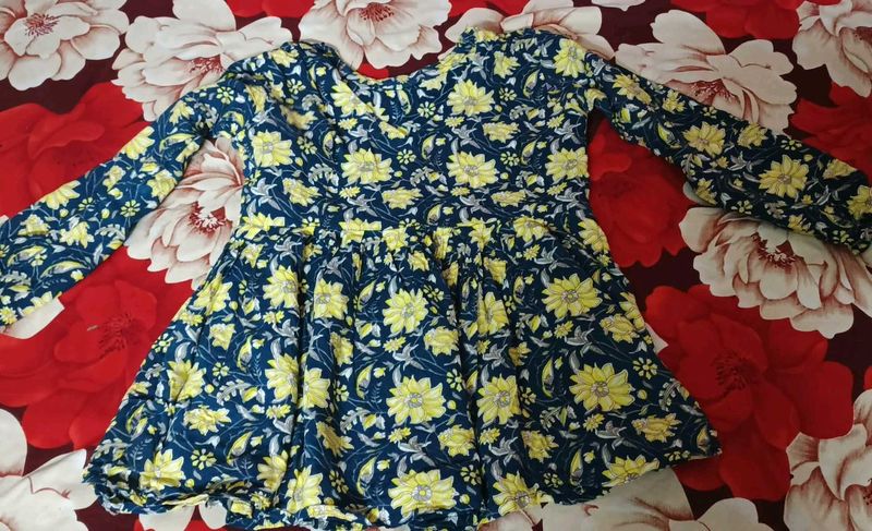 Navy Floral Print Fit &amp; Flare Dress