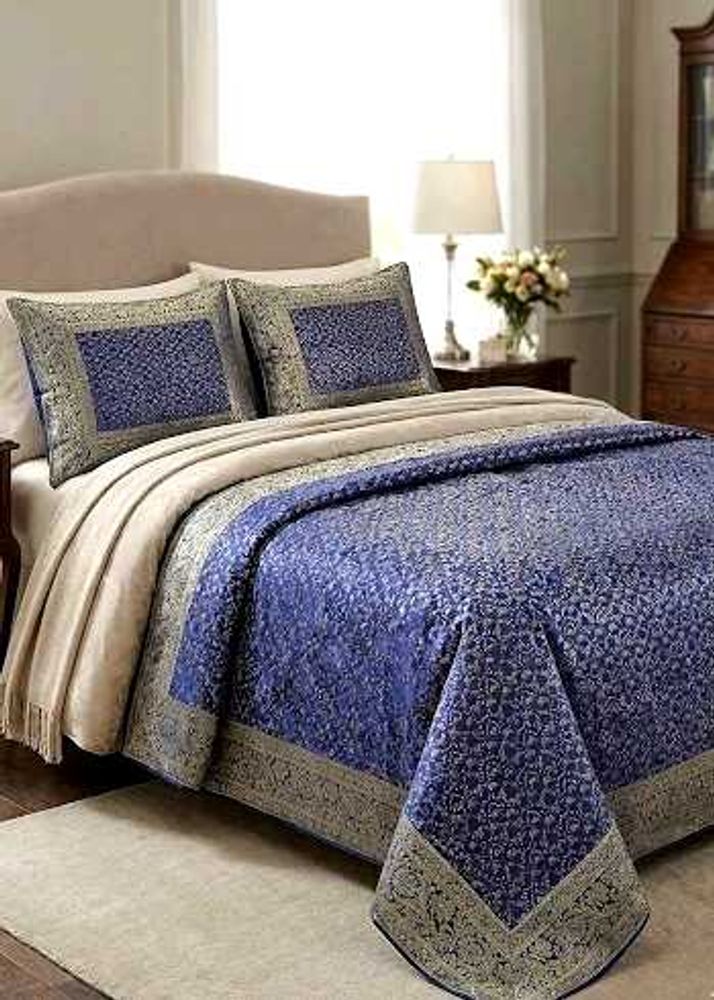 Elegant Banarasi Handloom bedsheet with pillow 🆕