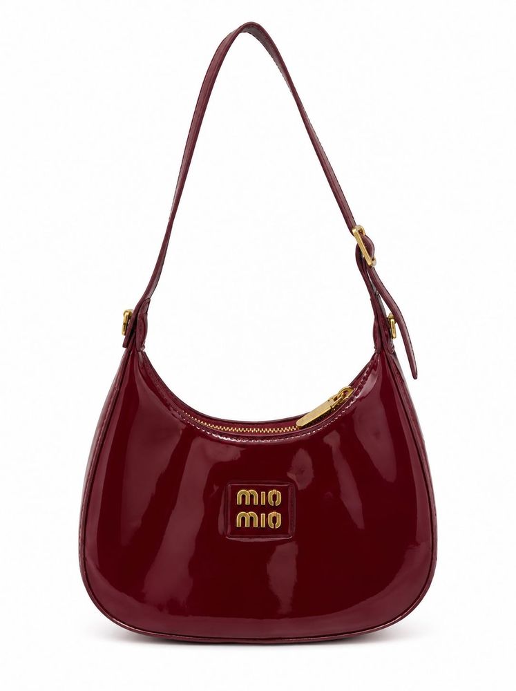 Burgundy Patent Leather Designer  Shoulder Bag