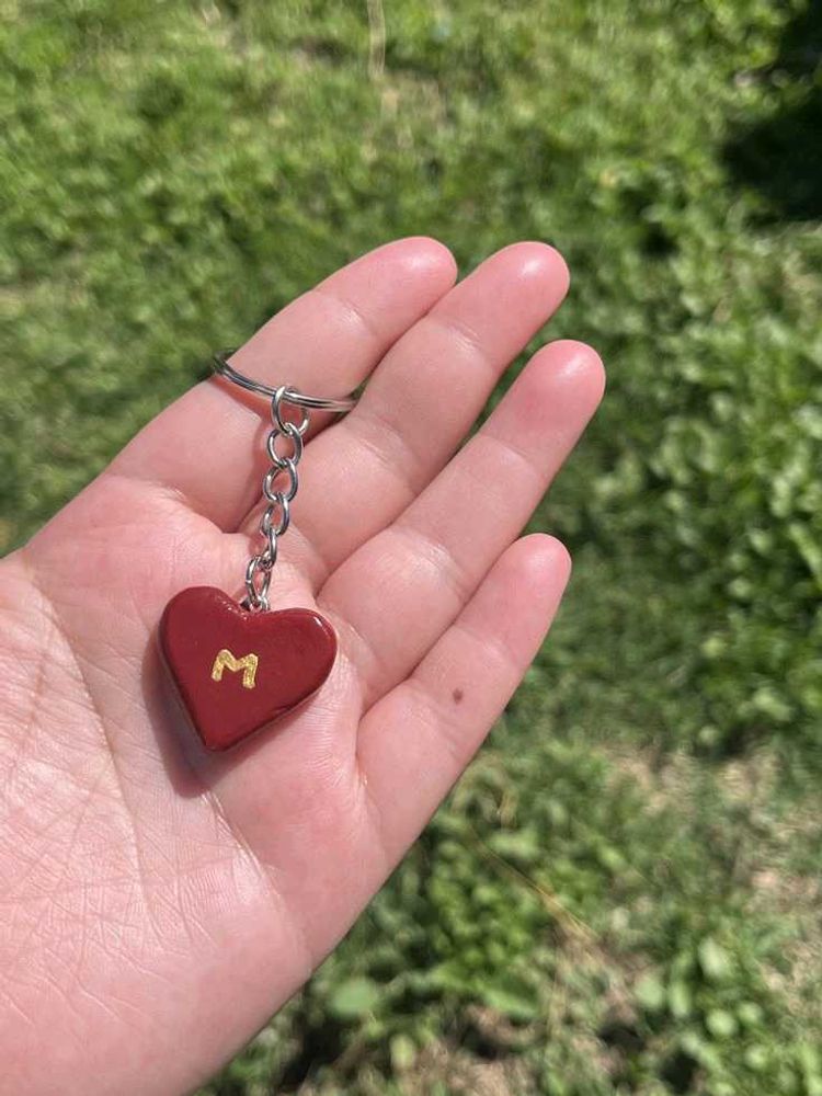 Personalized Heart Keychain - Initial 'M'