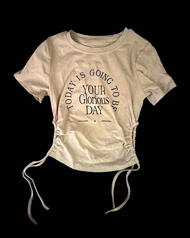 Graphic Tee with Ruched Sides