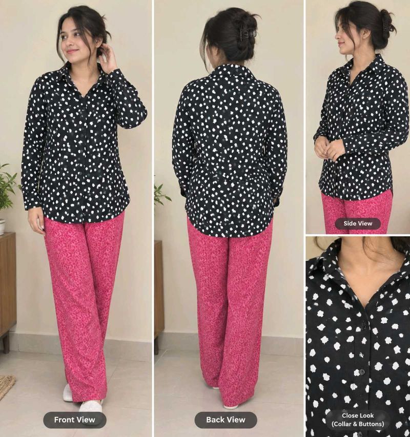 Stylish Black &amp; White Polka Dot Shirt