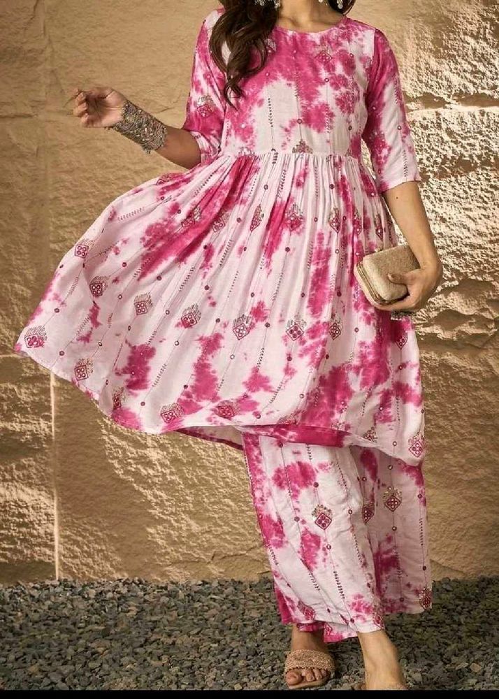 Stylish Pink Tie-Dye Kurta Set