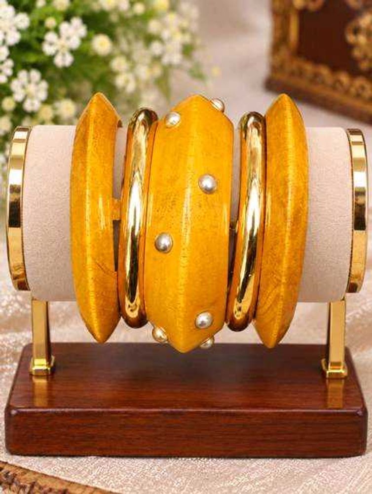 Vibrant Yellow &amp; Gold Bangle Set