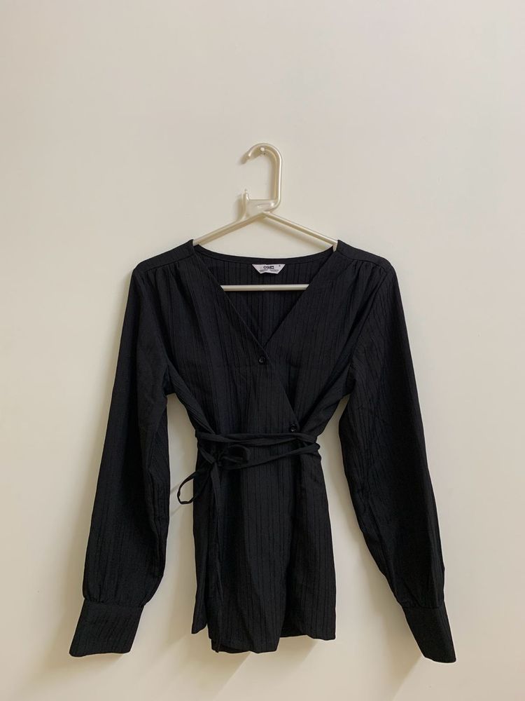 Chic Black Wrap Top