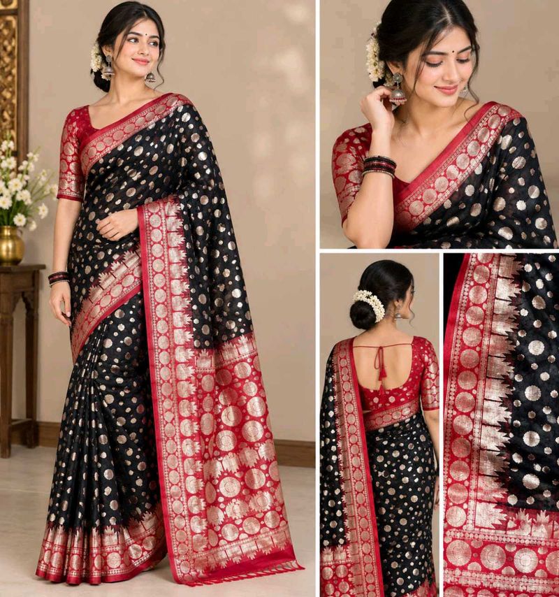 new silk sare with black  free