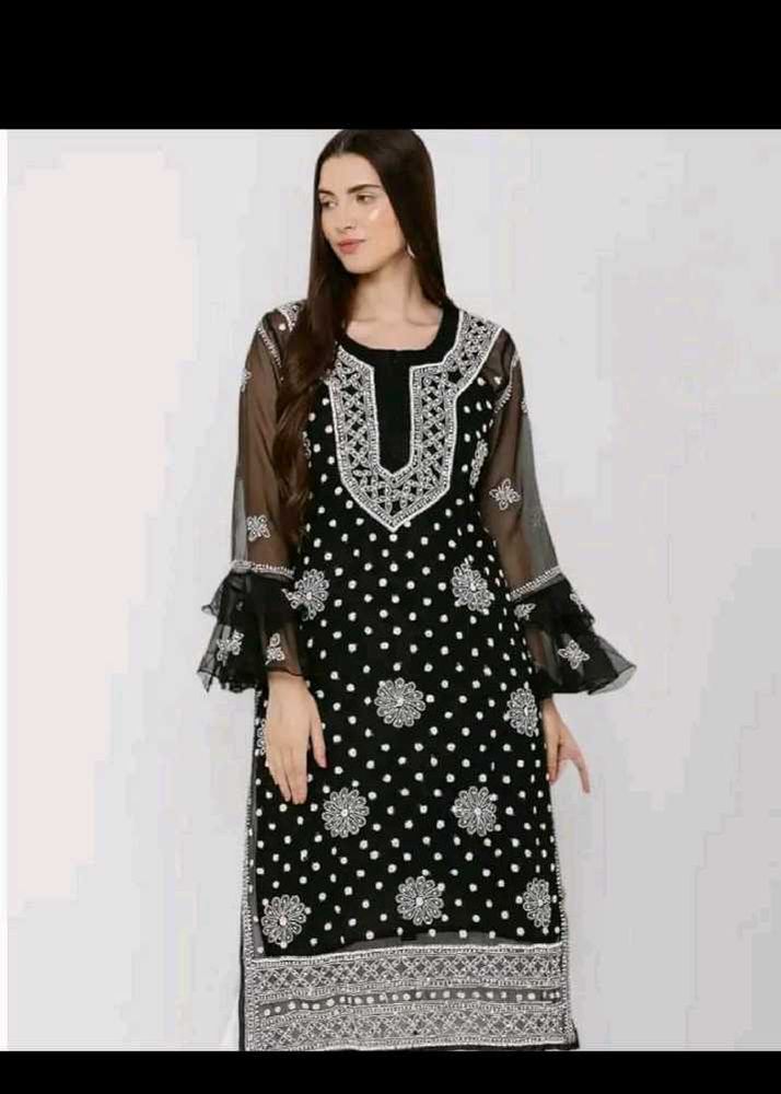 Elegant Black mirror Chikankari Kurta
