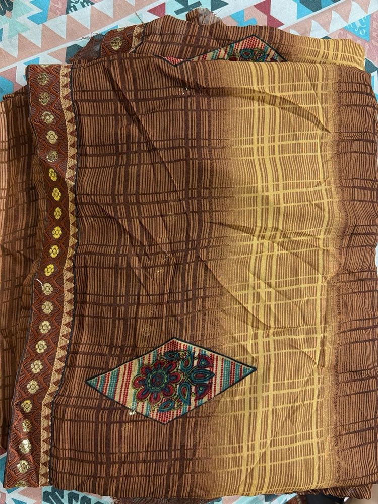 Beautiful Brown Saree with blouse