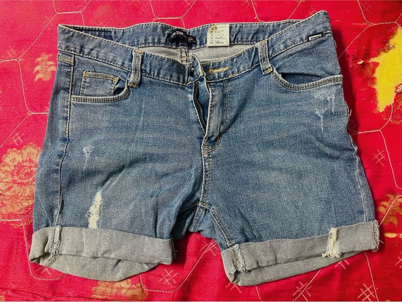 Distressed Denim Shorts