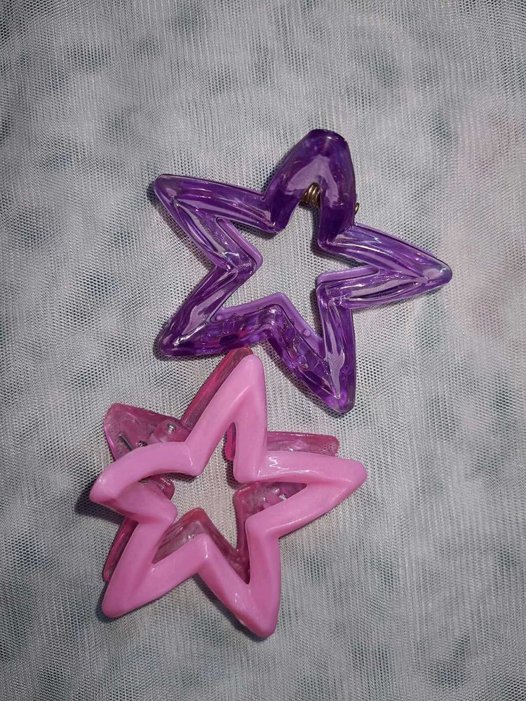 Cute Star Hair Claw Clips Set of 2 | Pink &amp; Purple