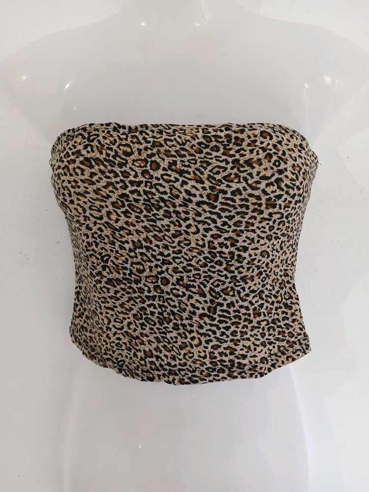 Leopard Print Strapless Tube Top