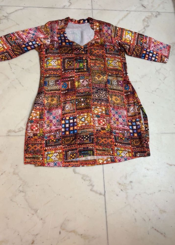 Printed satin Kurta