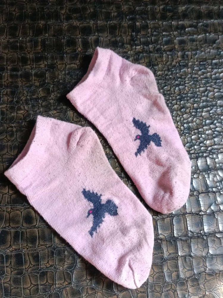 Cute Pink Bird Ankle Socks and brief