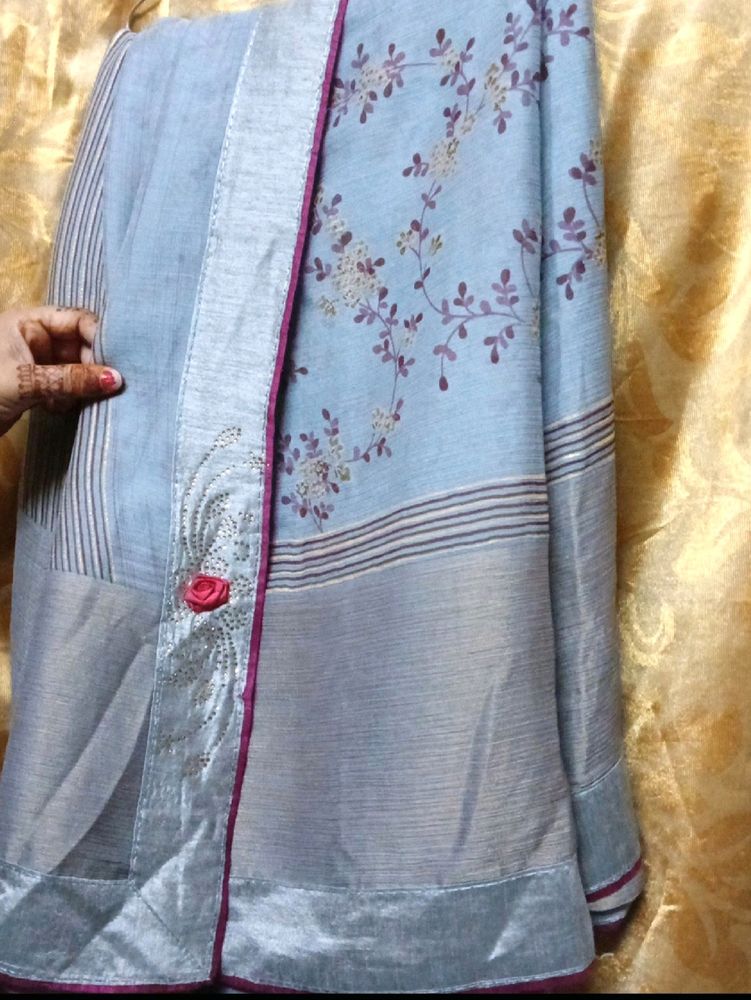 Combo Beautifull Siroski Diamond Work Saree And Patch Work Zari Saree