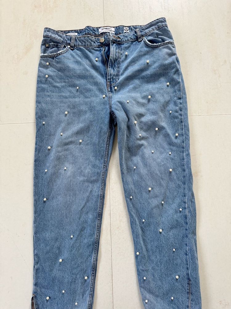 Pearl Embellished Denim Jeans