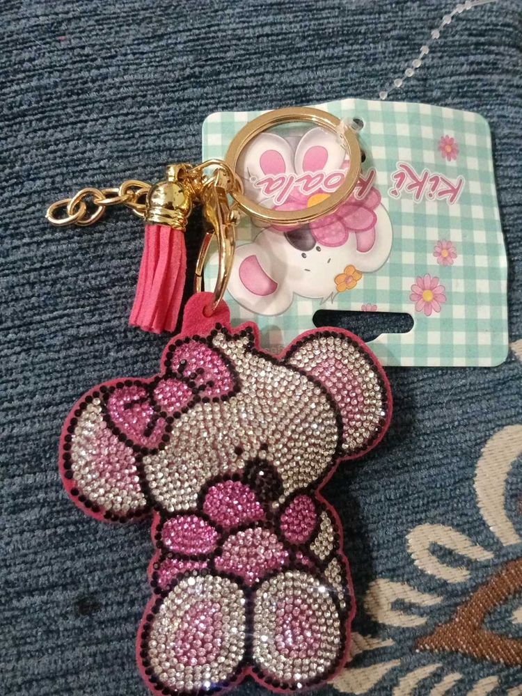 Cute Rhinestone Koala Keychain