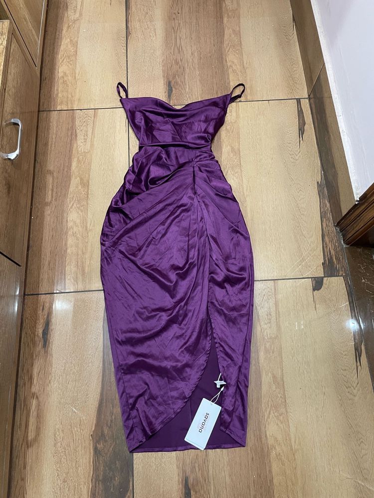 Elegant Purple Satin Dress