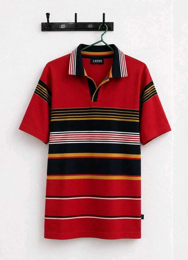 Red Striped Polo T-Shirt