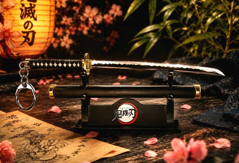 Katana Keychain – Black Mini Anime Sword🗡️