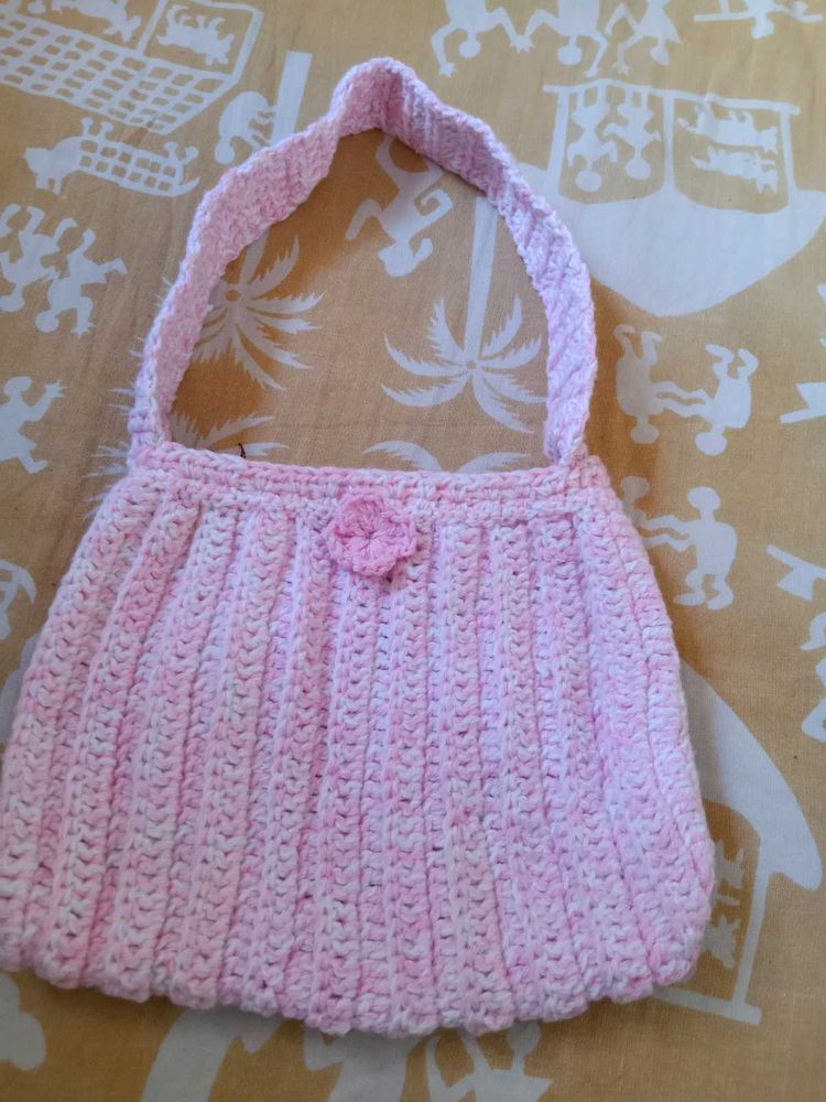 Cute Pink and white Crochet Handbag