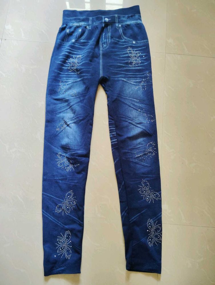 Rhinestone Jeans Print