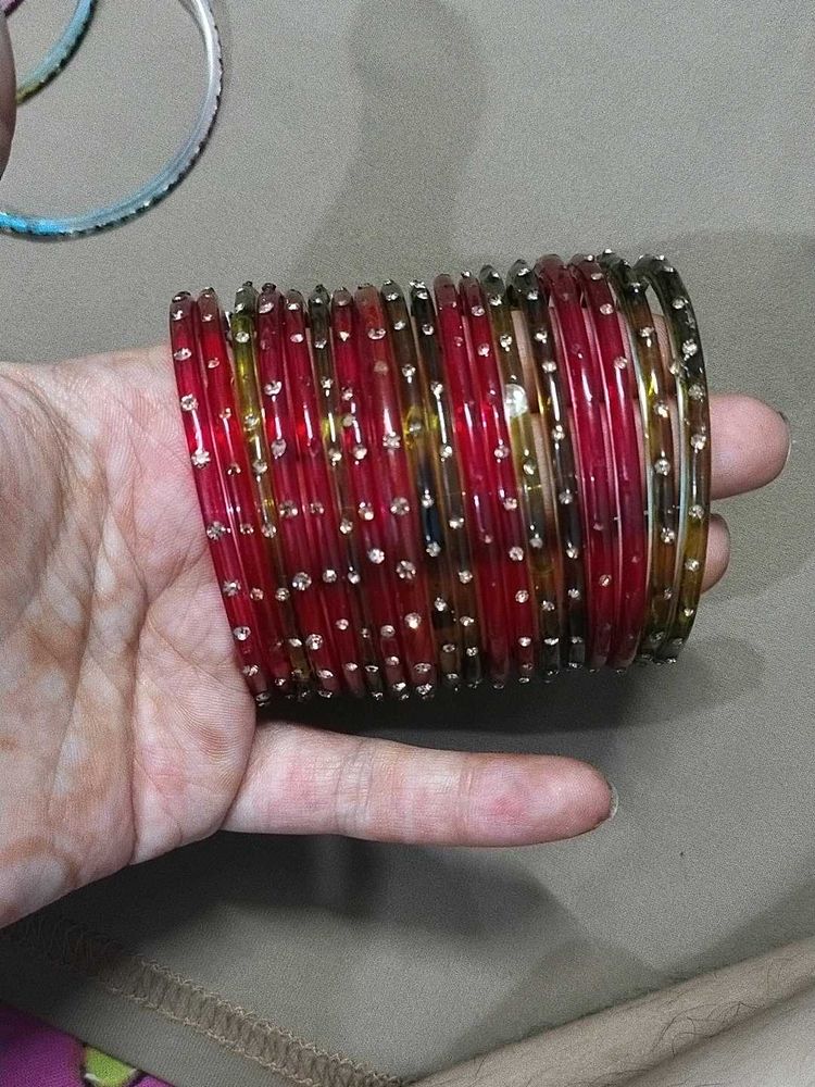 Set of Red &amp; Green stone Bangles