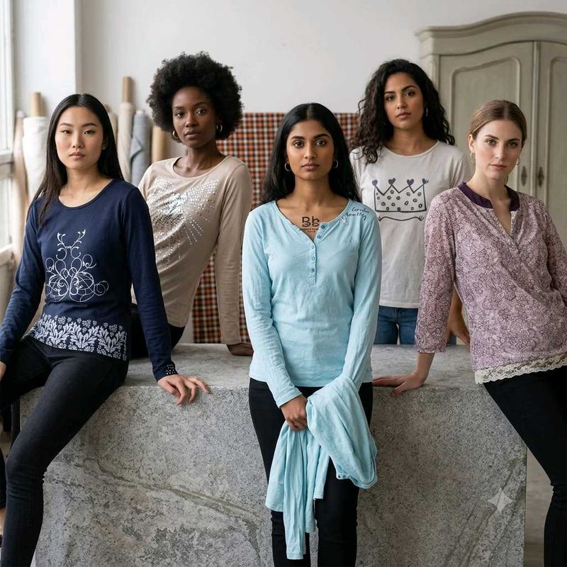 6 Cozy Long Sleeve Tops combo  for Women