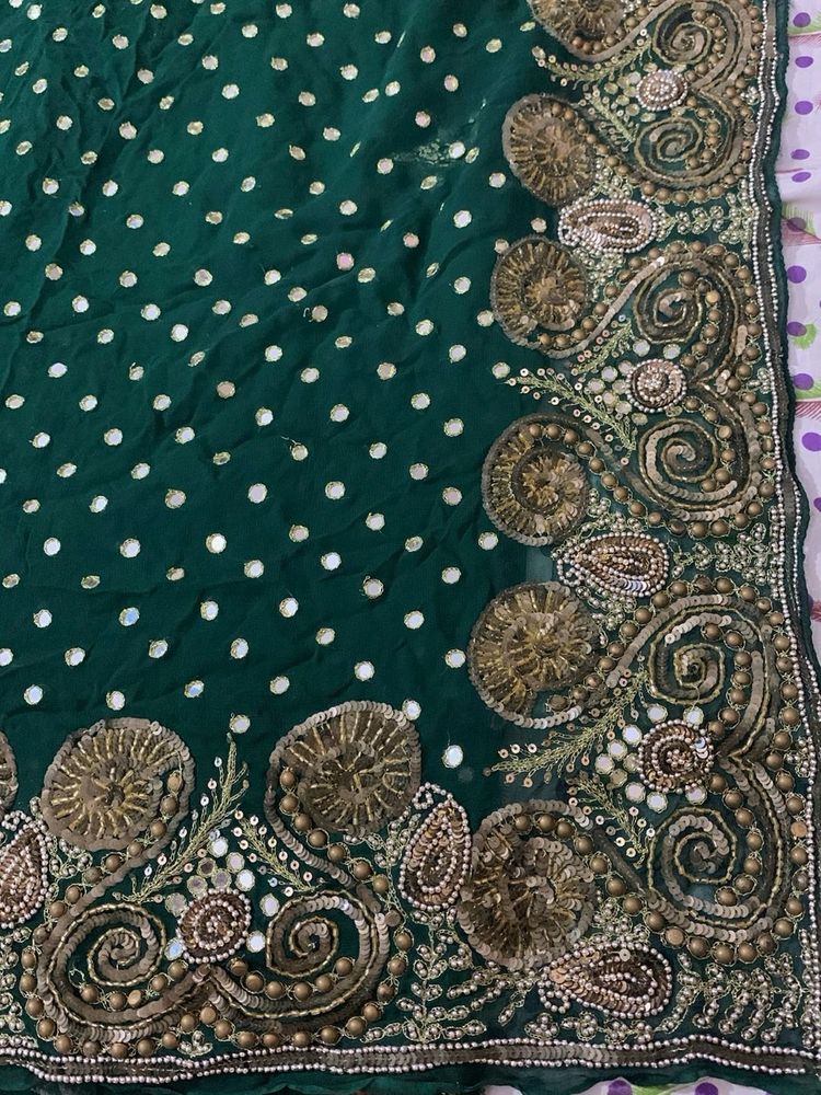 Embroidered Green Saree