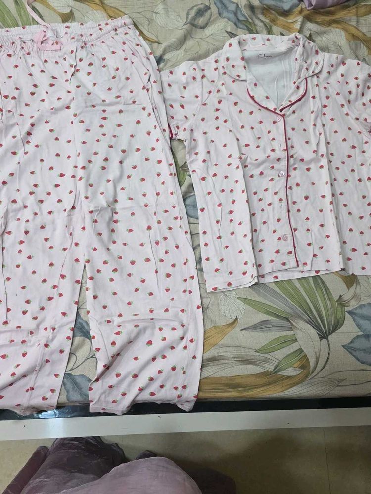 Cute Strawberry Print Pajama Set