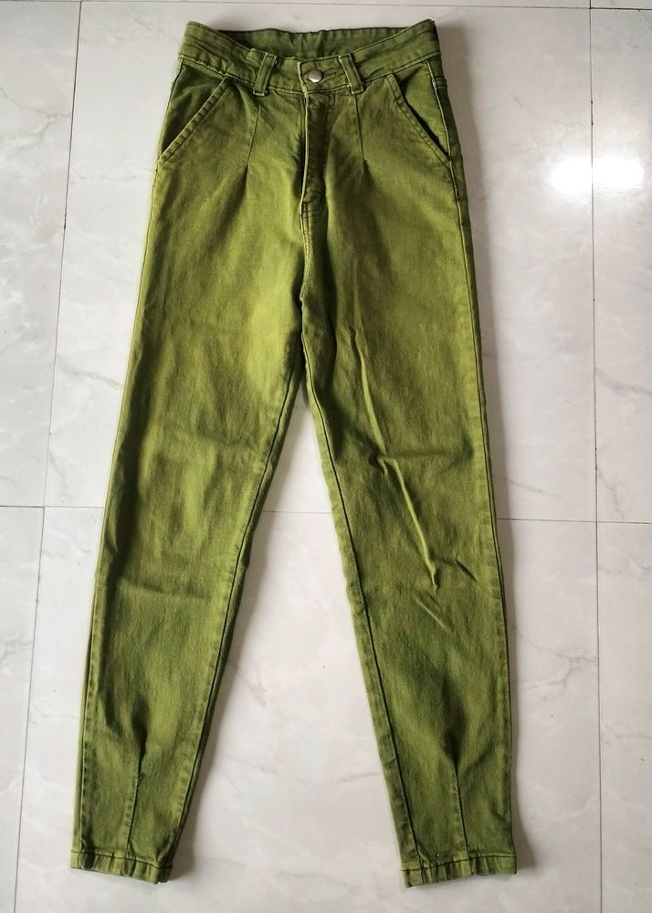 High Waist Green Jeans