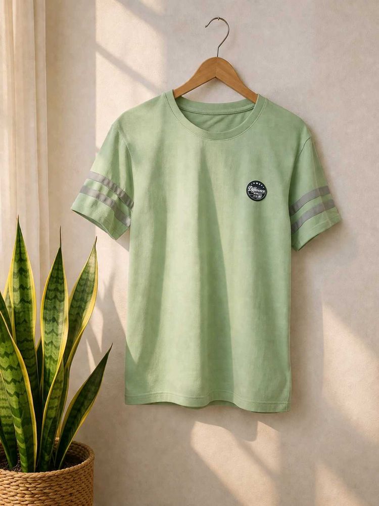 Men's Casual Green Striped T-Shirt